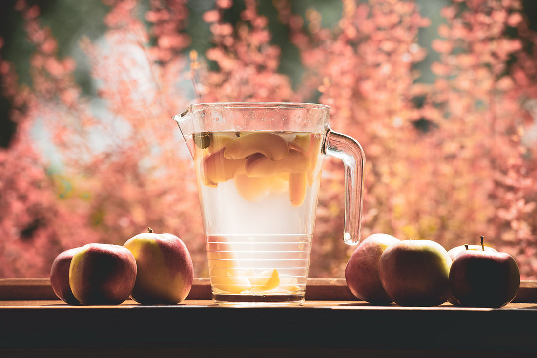 fruit infused water in a pitcher