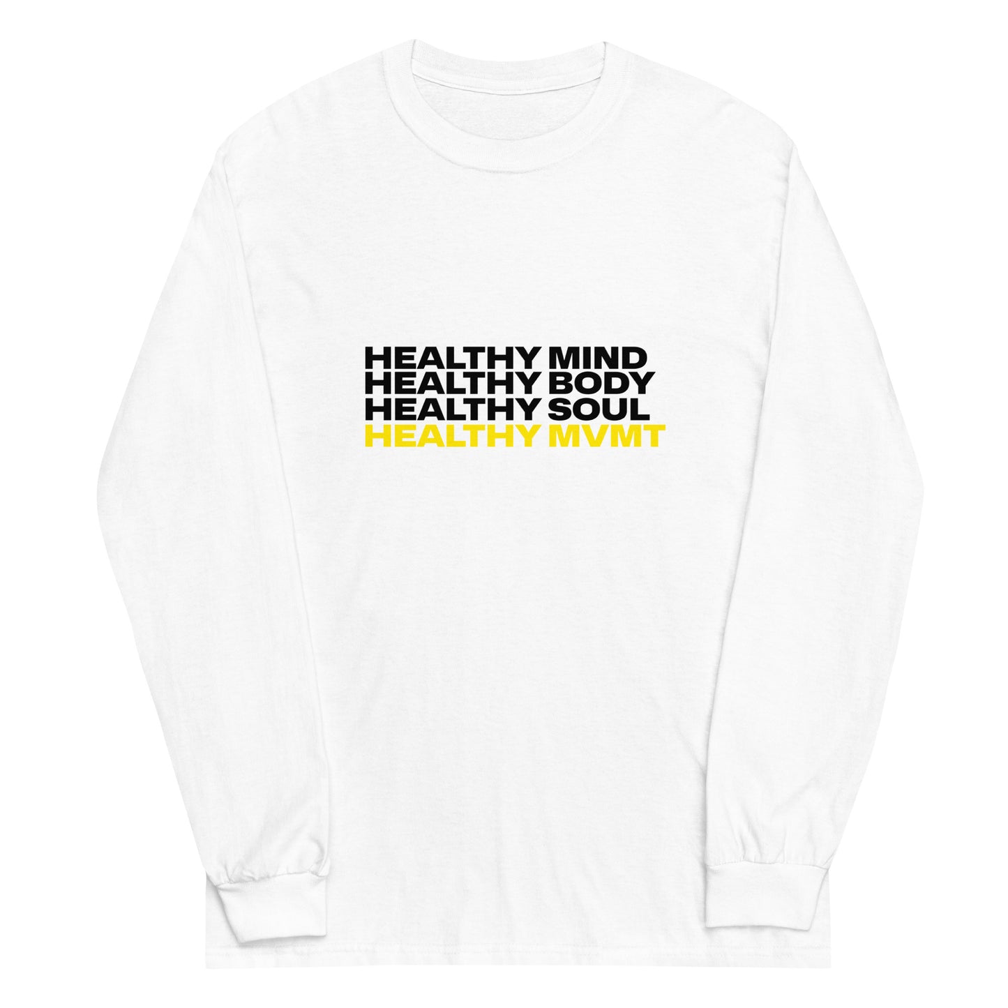 Mind Body Soul (White) | Men's Long Sleeve Tee by HealthyMVMT