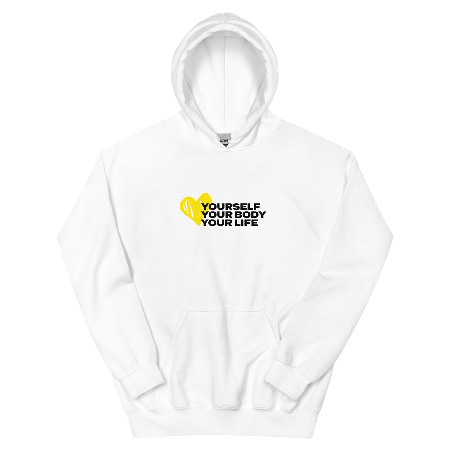 Love Yourself (White) | White Women's Hoodie by HealthyMVMT