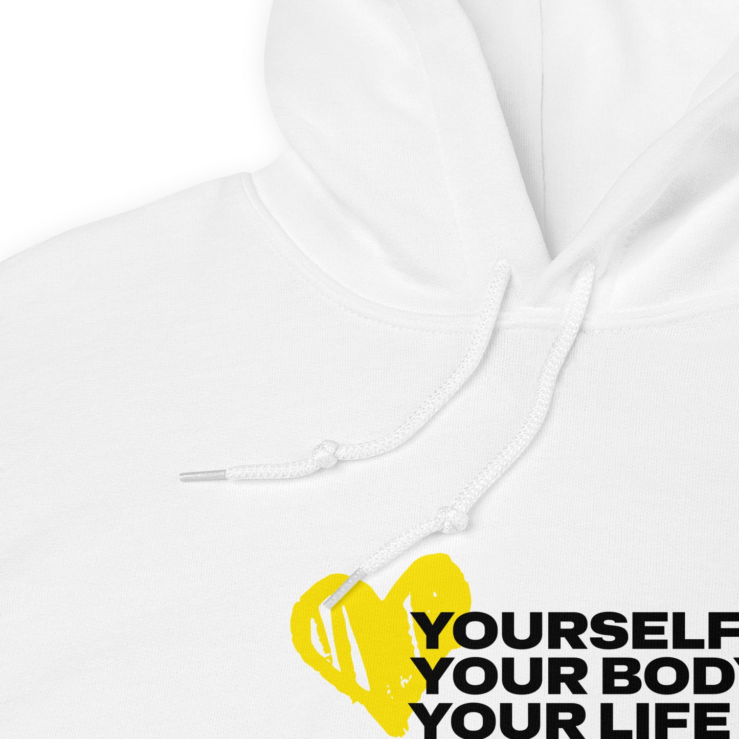 Love Yourself (White) | White Women's Hoodie by HealthyMVMT