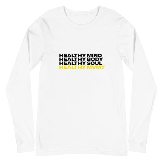 Mind Body Soul (White) | Women's Long Sleeve Tee by HealthyMVMT