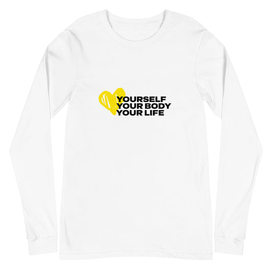 Love Yourself (White) | Women's Long Sleeve Tee by HealthyMVMT